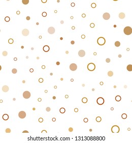 Light Orange vector seamless backdrop with dots. Blurred bubbles on abstract background with colorful gradient. Pattern for design of window blinds, curtains.