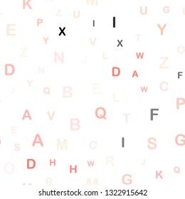 Light Orange vector seamless backdrop with english symbols. Shining illustration with ABC symbols on abstract template. Design for wallpaper, fabric makers.