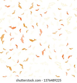Light Orange vector seamless backdrop with ocean dolphins. Isolated sea dolphins on white background. Pattern for wildlife ad, booklets.