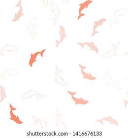 Light Orange vector seamless backdrop with ocean dolphins. Modern abstract illustration with sea dolphins. Pattern for wildlife ad, booklets.