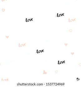 Light Orange vector seamless backdrop with phrase LOVE YOU, hearts. Colorful gradient phrase LOVE YOU, hearts in abstract style. Template for business cards, websites.