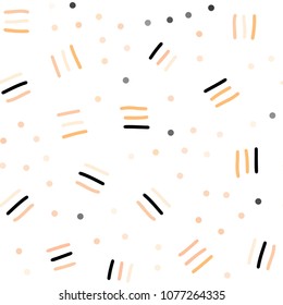 Light Orange vector seamless background with lines, ovals. Decorative abstract design of repeating lines, circles. Design for textile, fabric, wallpapers.