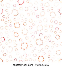Light Orange vector seamless  background with bubbles. Glitter abstract illustration with blurred drops of rain. Completely new template for your brand book.