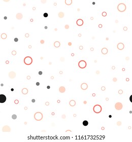 Light Orange vector seamless background with bubbles. Glitter abstract illustration with blurred drops of rain. Design for textile, fabric, wallpapers.