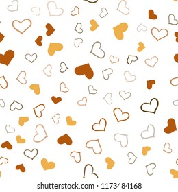 Light Orange vector seamless background with hearts. Decorative shining illustration with hearts on abstract template. Pattern for carnival, festival romantic leaflets.