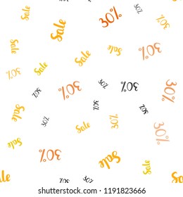 Light Orange vector seamless background with 30 % signs of sales. Shining colorful illustration with isolated selling prices. Backdrop for super sales on Black Friday.