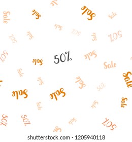Light Orange vector seamless background with 50 % signs of sales. Shining colorful illustration with isolated selling prices. Backdrop for super sales on Black Friday.
