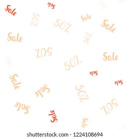 Light Orange vector seamless background with 50 % signs of sales. Shining colorful illustration with isolated selling prices. Design for business ads, commercials.