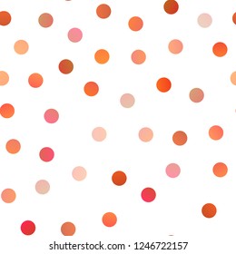 Light Orange vector seamless background with dots. Blurred decorative design in abstract style with bubbles. Completely new template for your brand book.
