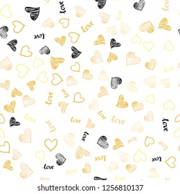 Light Orange vector seamless background with words of love, hearts. Colorful illustration with quote LOVE YOU, hearts. Template for business cards, websites.