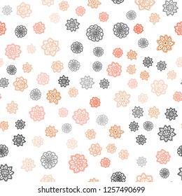 Light Orange vector seamless background with xmas snowflakes. Modern geometrical abstract illustration with crystals of ice. Pattern for design of window blinds, curtains.