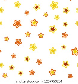 Light Orange vector seamless background with colored stars. Glitter abstract illustration with colored stars. Design for textile, fabric, wallpapers.