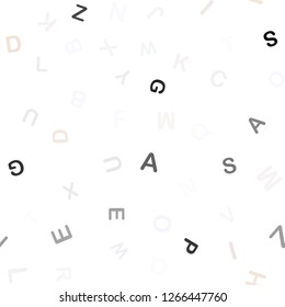 Light Orange vector seamless background with signs of alphabet. Blurred design in simple style with signs of alphabet. Design for textile, fabric, wallpapers.