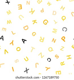 Light Orange vector seamless background with signs of alphabet. Colored alphabet signs with gradient on white background. Design for wallpaper, fabric makers.