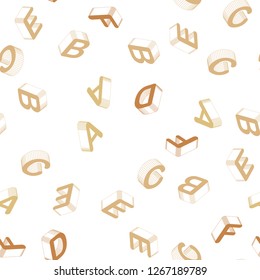 Light Orange vector seamless background with 3D signs of alphabet. Shining colorful 3D illustration with isolated letters. Pattern for trendy fabric, wallpapers.