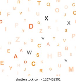 Light Orange vector seamless background with signs of alphabet. Blurred design in simple style with signs of alphabet. Pattern for design of fabric, wallpapers.