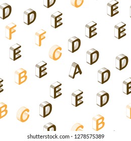 Light Orange vector seamless background with 3D signs of alphabet. Shining colorful 3D illustration with isolated letters. Pattern for trendy fabric, wallpapers.