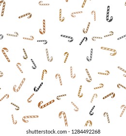 Light Orange vector seamless background with tasty xmas sweets.