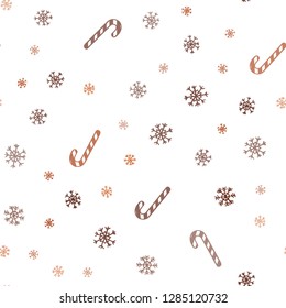 Light Orange vector seamless background with tasty xmas sweets.