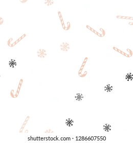 Light Orange vector seamless background with tasty xmas sweets.