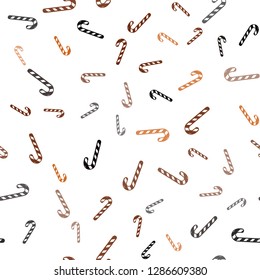 Light Orange vector seamless background with sweet xmas lollipops.