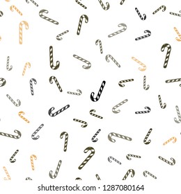 Light Orange vector seamless background with tasty xmas sweets.