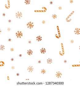 Light Orange vector seamless background with tasty xmas sweets.