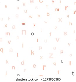 Light Orange vector seamless background with signs of alphabet. Abstract illustration with colored latin alphabet. Pattern for design of fabric, wallpapers.