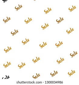 Light Orange vector seamless background with words of sales. Gradient illustration with discount signs on white backdrop. Template for season sales, shopping ads.