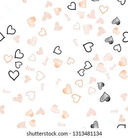 Light Orange vector seamless background with words of love, hearts. Colorful illustration with quote LOVE YOU, hearts. Template for business cards, websites.
