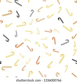 Light Orange vector seamless background with sweet xmas lollipops.