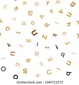 Light Orange vector seamless background with signs of alphabet. Abstract illustration with colored latin alphabet. Template for business cards, websites.