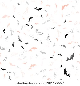 Light Orange vector seamless background with dolphins. Natural illustration with sea dolphins. Pattern for wildlife ad, booklets.