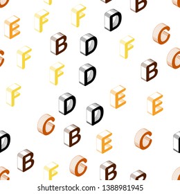 Light Orange vector seamless background with 3D signs of alphabet. Modern geometrical illustration with 3D ABC english symbols. Design for wallpaper, fabric makers.