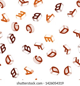 Light Orange vector seamless background with 3D signs of alphabet. Shining colorful 3D illustration with isolated letters. Texture for window blinds, curtains.