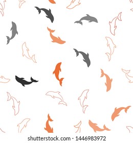 Light Orange vector seamless background with dolphins. Shining illustration of colorful gradient sea dolphins. Template for natural magazines.