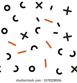 Light Orange vector seamless cover with abstract shapes. Decorative abstract design of repeating lines, circles. Pattern for design of fabric, wallpapers.