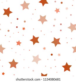 Light Orange vector seamless cover with small and big stars. Stars on dot  background with gradient. The pattern can be used for websites.