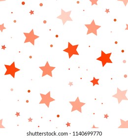 Light Orange vector seamless cover with small and big stars. Decorative shining illustration with stars on abstract template. Best design for your ad, poster, banner.