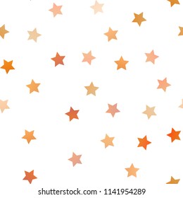 Light Orange vector seamless cover with small and big stars. Stars on blurred abstract background with gradient. The pattern can be used for wrapping gifts.
