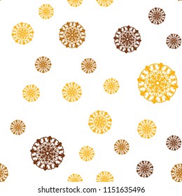 Light Orange vector seamless cover with beautiful snowflakes. Snow on blurred abstract background with gradient. Pattern for design of window blinds, curtains.