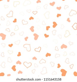Light Orange vector seamless cover with Shining hearts. Decorative shining illustration with hearts on abstract template. Pattern can be used for valentine's ad, booklets.