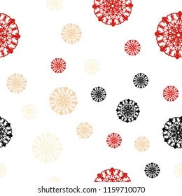 Light Orange vector seamless cover with beautiful snowflakes.