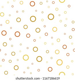 Light Orange vector seamless cover with spots. Abstract illustration with colored bubbles in nature style. Pattern can be used for ads, leaflets.