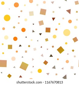 Light Orange vector seamless cover in polygonal style with circles. Decorative design in abstract style with lines, dots, cubes. Pattern for trendy fabric, wallpapers.