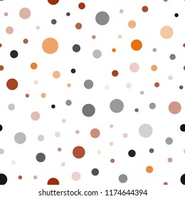 Light Orange vector seamless cover with spots. Illustration with set of shining colorful abstract circles. Template for business cards, websites.
