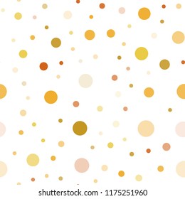 Light Orange vector seamless cover with spots. Blurred decorative design in abstract style with bubbles. Pattern for design of window blinds, curtains.