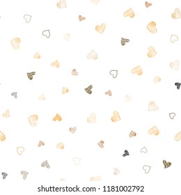 Light Orange vector seamless cover with Shining hearts. Decorative shining illustration with hearts on abstract template. Template for Valentine's greeting postcards.