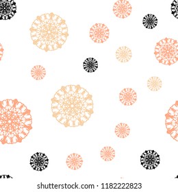 Light Orange vector seamless cover with beautiful snowflakes. Modern geometrical abstract illustration with crystals of ice. Pattern for design of window blinds, curtains.