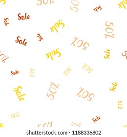 Light Orange vector seamless cover with symbols of 50 % sales. Colorful set of  percentage signs in simple style. Design for business ads, commercials.